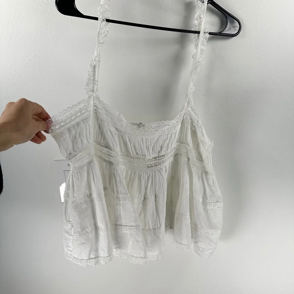 NWT Free People Intimately Women's L Darling Dreams Cami Top Lace Ivory Coquette